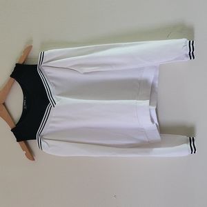 SHEIN Varsity Striped Contrast Off the Shoulder Sweatshirt